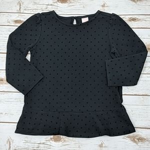 Janie and Jack Black Swiss Dot Peplum 12